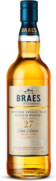 Виски шотландский Glenlivet Braes of Glenlivet Speyside Single Malt 27 YO Chivas Brothers 0.7 L в подарочной упаковке