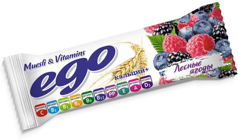 Батончик Ego БАД Лесные ягоды с кальцием и витаминами в йогурте 25 г 