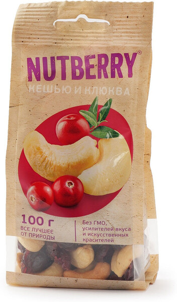 Смесь орехово-фруктовая Nutberry кешью и клюква, 100 г