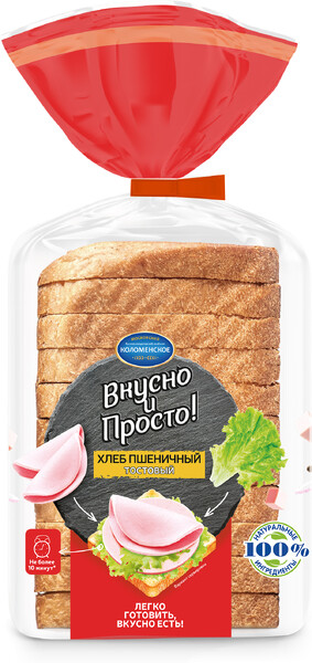 Хлеб Вкусно и Просто Тостовый пшеничный в нарезке, 320 г
