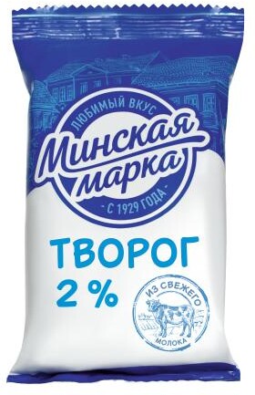 Творог Минская марка 2%, 180 гр., флоу-пак