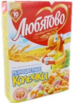 Колечки Любятово разноцветные с фруктовым вкусом , 195 гр, бумага