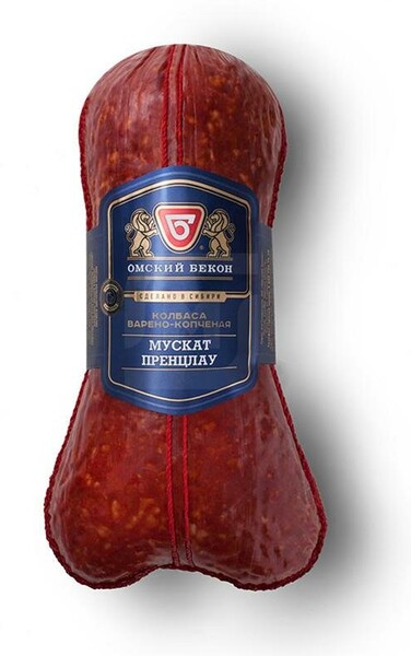 Колбаса Мускат Пренцлау варёно-копчёное мини мясн/Продукт Омский Бекон