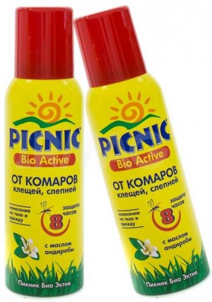 Аэрозоль от комаров и клещей Picnic Bio Active 125см3