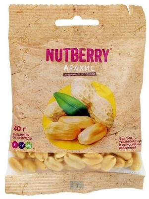 Арахис Nutberry жареный соленый, 0.04кг