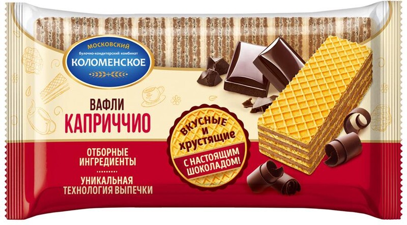 Вафли Коломенское Каприччио с шоколадной начинкой 220г