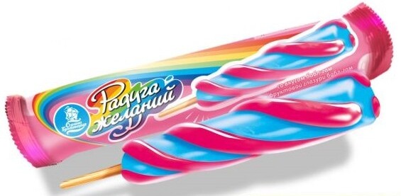 Мороженое с заменителем молочного жира Страна Гулливерия Эскимо Радуга Желаний 65г со вкусом бабл-гам