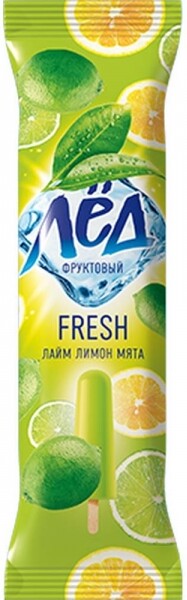 Фруктовый лёд Белая Долина ФРЭШ лайм, мята, лимон, 0.06кг