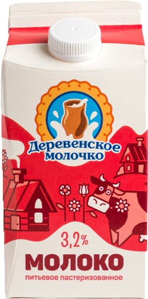 Молоко Деревенское Молочко пастеризованное 3.2% 1.4л