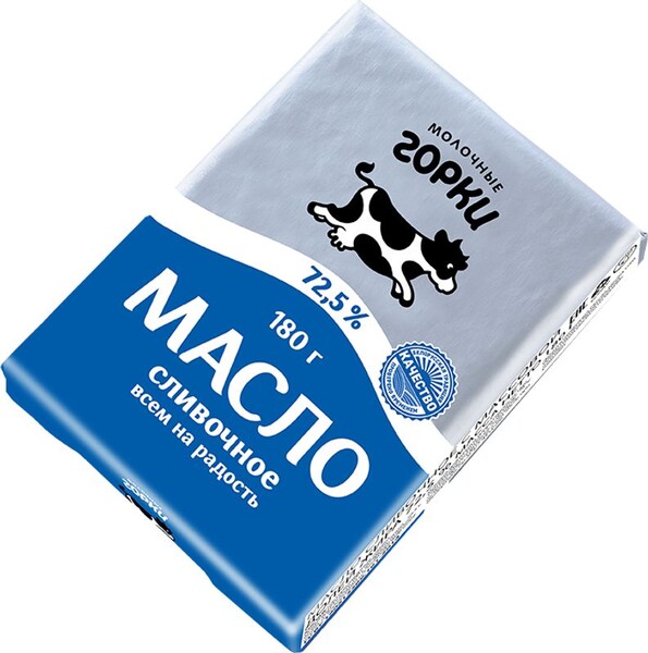 Масло сливочное Молочные горки Крестьянское 72.5% 180г