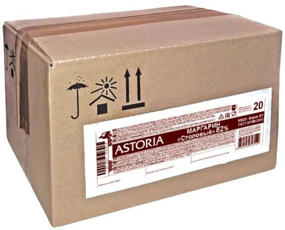 Маргарин Столовый Астория 82% короб, 20.00кг