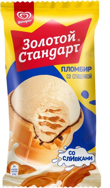 Мороженое Золотой стандарт пломбир, сгущенка, 0.09кг