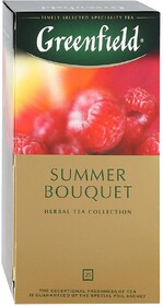 Напиток Greenfield Summer Bouquet чайный со вкусом и ароматом малины 25 пакетиков по 2 г