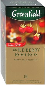 Напиток Greenfield Wildberry Rooibos чайный с кусочками ягод земляники и клюквы 25 пакетиков по 1.5 г