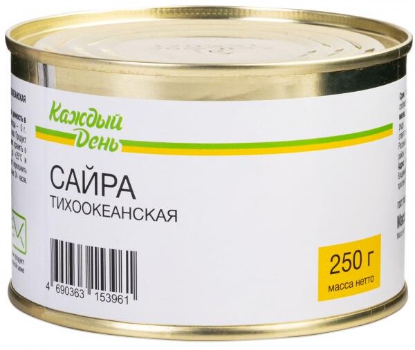 Сайра натуральная «Каждый день» тихоокеанская, 240 г