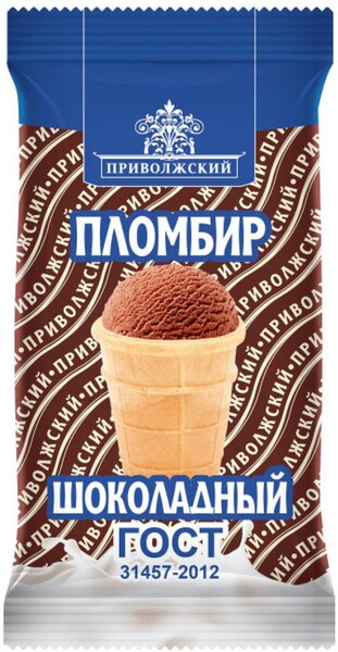 Мороженое пломбир «ДавАйс» Приволжский шоколадное в вафельном стаканчике, 90 г