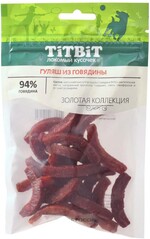 Лакомство для собак TiTBiT гуляш из говядины Золотая коллекция, 65 г