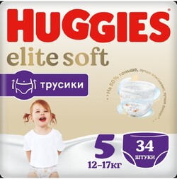 HUGGIES / Трусики Huggies Elite Soft 5 (12-17кг), 34 шт.