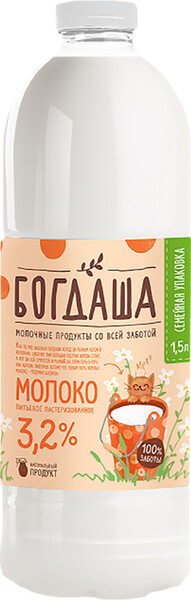Молоко Богдаша пастеризованное 3.2% 1.5л