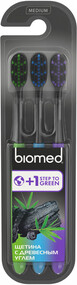 Зубная щетка Biomed Black комплексная средняя жесткость 3 штуки