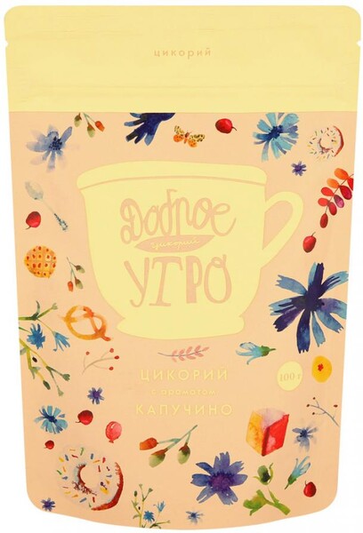 Цикорий Доброе утро натуральный растворимый порошкообразный с ароматом капучино 100 г