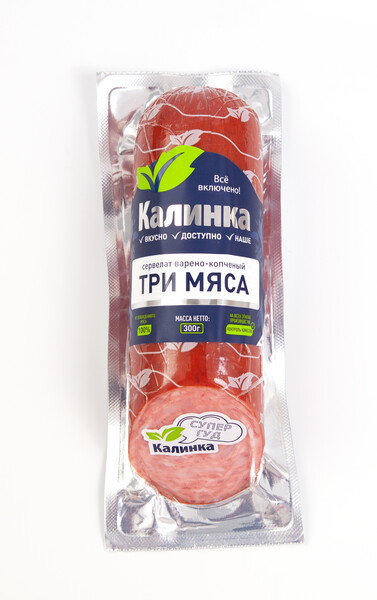 Сервелат Калинка Три мяса варено-копченый, 300г