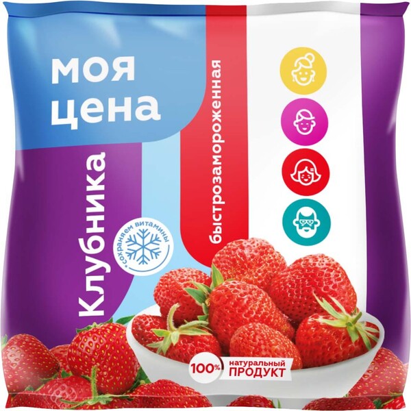 Клубника Моя цена и замой и летом замороженная 300г