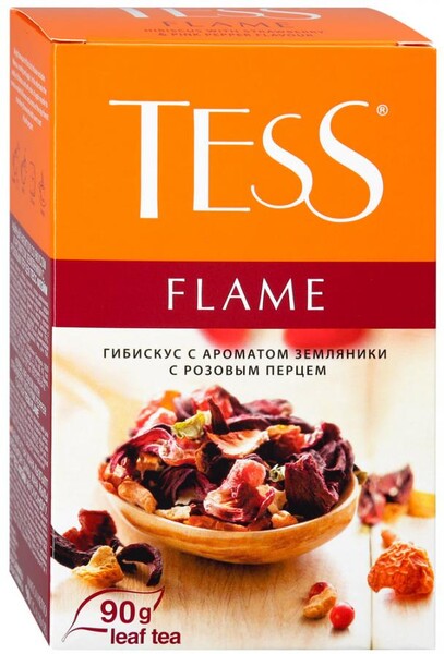 Напиток Tess Flame чайный листовой со вкусом и ароматом земляники с розовым перцем 90 г