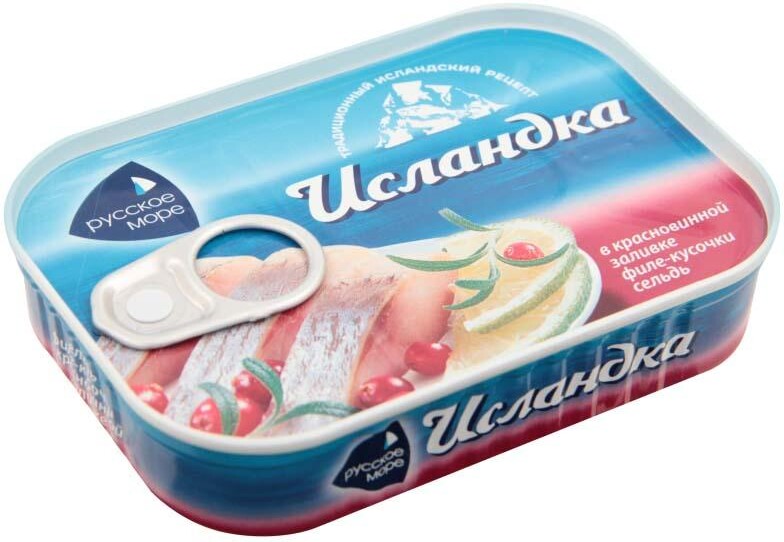 Сельдь Русское Море Исландка филе-кусочки в красном вине 115г