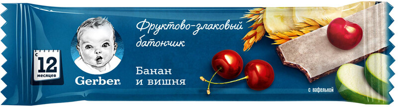 Батончик фруктовый Gerber Банан и вишня, 25 г