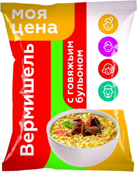 Вермишель Моя Цена Говяжий бульон 60г