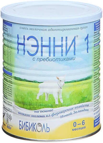 Смесь молочная сухая Нэнни Бибиколь 1 с пребиотиками на основе козьего молока с 0-6 месяцев 400 г