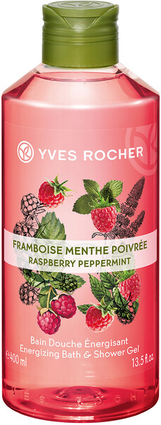 Yves Rocher / Ив Роше / Парфюмированный Гель для Душа Малина и Мята /  гель для душа / 400 мл