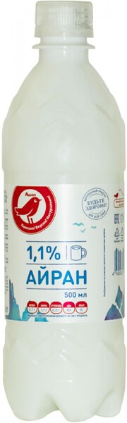 Напиток кисломолочный АШАН Красная птица Айран, 500 мл