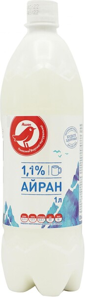 Напиток кисломолочный АШАН Красная птица Айран, 1 л