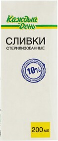 Сливки питьевые АШАН Красная птица ультрапастеризованные 10%, 1 л