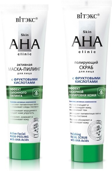 ВИТЭКС, Skin AHA Clinic Полирующий скраб для лица с фруктовыми кислотами, 100мл