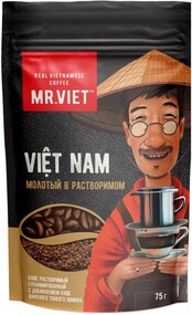 Кофе Mr.Viet Robusta Арабика растворимый сублимированный с добавлением молотого 75 г