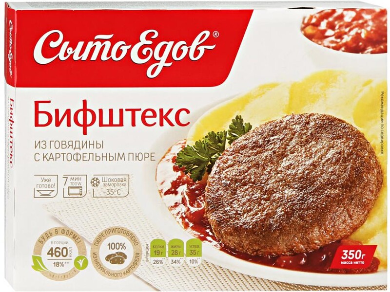 Бифштекс СытоЕдов из говядины с картофельным пюре готовое замороженное блюдо 350 г