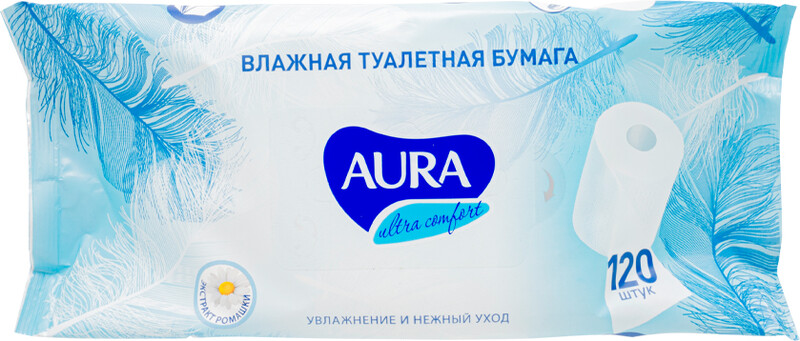 AURA ULTRA COMFORT Влажная туалетная бумага big pack 120 шт КК/12