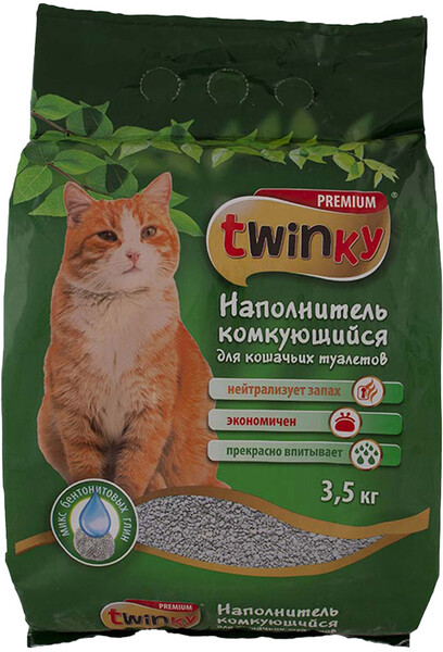 Наполнитель ТЧН! Twinky комкующийся для кошачьего туалета 3,5кг