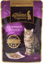 Корм д/кошек Feline Caprice с курицей в соусе 85г (Окей)