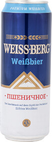 Пиво Weiss Berg пшеничное светлое нефильтрованное пастеризованное 4,7% 0,45 ж/б Бочкари