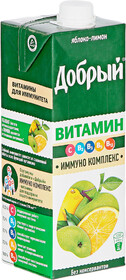Напиток сокосодержащий ДОБРЫЙ Витамин Яблоко, лимон, 0.95л Россия, 0.95 L