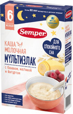 Каша Semper молочная мультизлаковая банан малина йогурт с 10 месяцев 180 г
