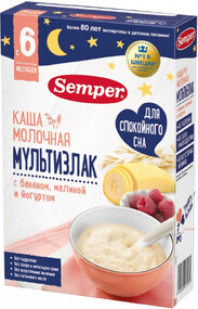 Каша Semper молочная мультизлаковая банан малина йогурт с 10 месяцев 180 г