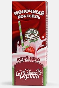 Коктейль молочный Северная долина ультрапастеризованный, клубника, 2,5%, 200 мл