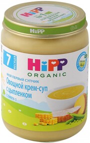 Крем-суп Hipp Organic Мой первый супчик Овощной с цыпленком с 7 месяцев 190 г