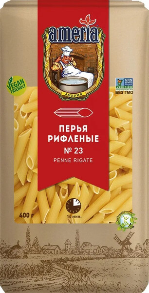 Макаронные изделия Penne Rigate №23 Ameria, 400 г