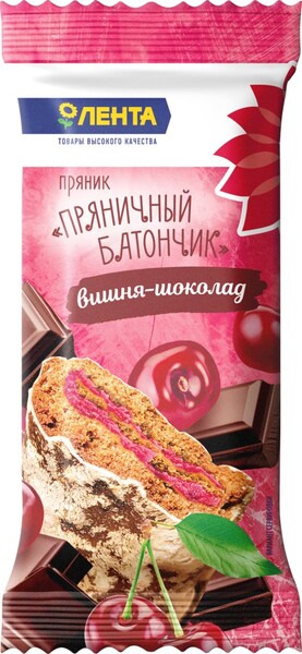 Батончик пряничный ЛЕНТА вишня-шоколад, 90г